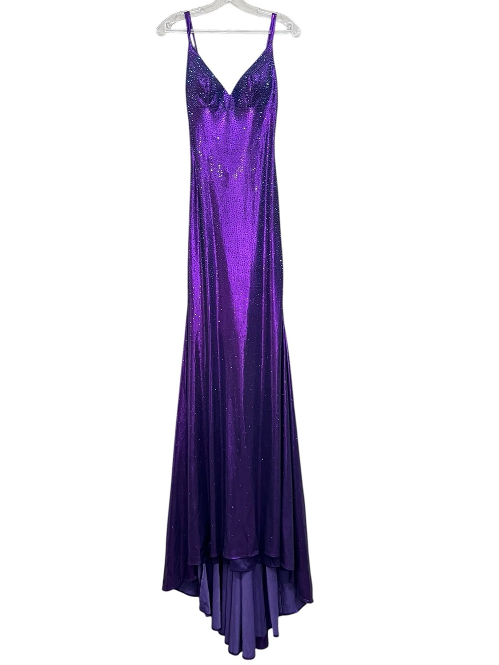 Jovani Evening Gown Size 2 Purple Backless Rhinestone Mermaid Floor Length Dress